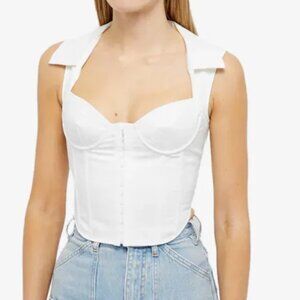 Danielle Guizio White Collared Bustier Corset Top size S